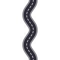 Winding road isolated on white background. Seamless pattern of asphalt road. Car traffic design template. Vector illustration Royalty Free Stock Photo